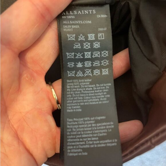 Allsaints Dalby Biker Jacket Brown 2 - Picture 6 of 7